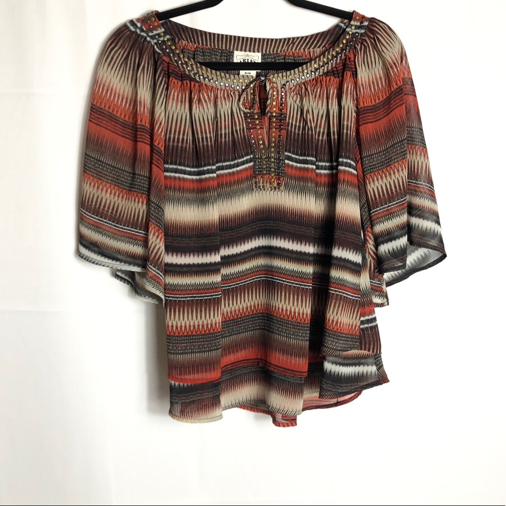 Ariat layered keyhole neck blouse